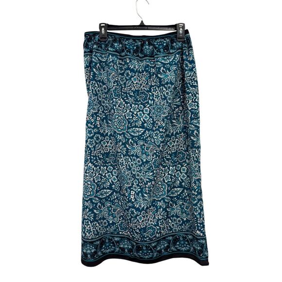 Vintage Sag Harbor Midi Wrap Skirt Blue Floral Size 12 - Picture 4 of 4